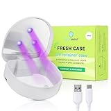 FRESH KNIGHT UVC Retainer Cleaner & Denture Cleaner - UV Retainer Case - Ideal for Invisalign & Mouth Guards - White UV Retainer Container - Convenient Travel Size