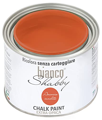 bianco Shabby® Chalk Paint Arancio Candito Peinture à la craie pour meubles et murs, effet vintage, shabby chic, extra mat (0,5 Litres)