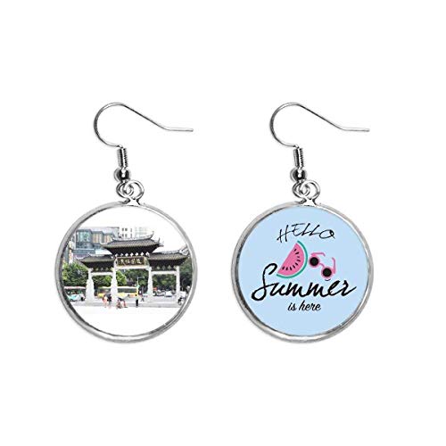 Pendientes de sandía y fotografía tradicional china, accesorios originales para el lóbulo