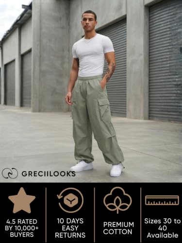 Image of GRECIILOOKS Men's Cargo Pants | 4 Pocket Cotton Cargo Joggers for Men | Loose Fit Stylish Pant with Pockets | Casual Baggy Trousers & Streetwear Lower
