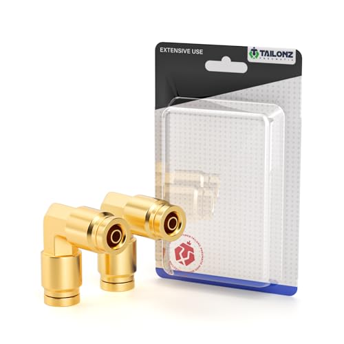 Image of TAILONZ PNEUMATIC 2PCS 1 /2 inch Tube OD DOT Elbow Out Pipe Air Fittings PV-1 /2,Push to Connect Fittings Air Brake Pipe Fittings for Cars、Trucks、Air Brake Systems、Etc.