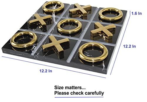 Juego de Mesa Tic Tac Toe en Mármol Negro y Oro miniatura 6