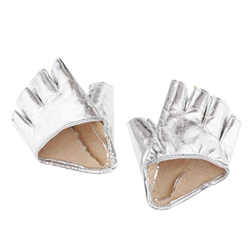 Preisvergleich Produktbild sharprepublic Halb Palm Fingerlos Lederhandschuhe Damen Autofahrer Motorrad Handschuhe Fahrhandschuhe Sporthandschuhe - Silber