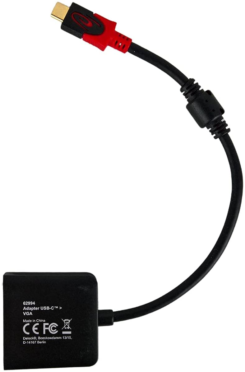 DeLOCK 62994 ADAPTADOR DE CABLE DE VÍDEO 0,2 M USB TIPO C VGA (D-SUB) NEGRO