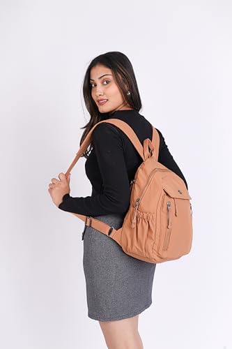 Image of Women Backpack for College, Office, Travel, Daily Use, Outdoor, Lightweight Water Resistant Nylon Stylish Daypack Bag with Multiple Pockets, Adjustable Straps, Durable Zipper