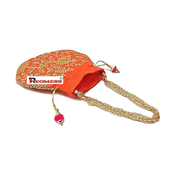 REGMESS Rajasthani Style Royal Clutch Silk Batwa Bag/Ethnic Potli Women's Potli/potli for Gift/potli for Women Party - Image 3