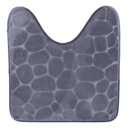 Tendance - Tapis Contour WC Mémoire de Forme Microfibre Galet 45x50 cm - Gris Foncé - Salle de Bain - Tapis