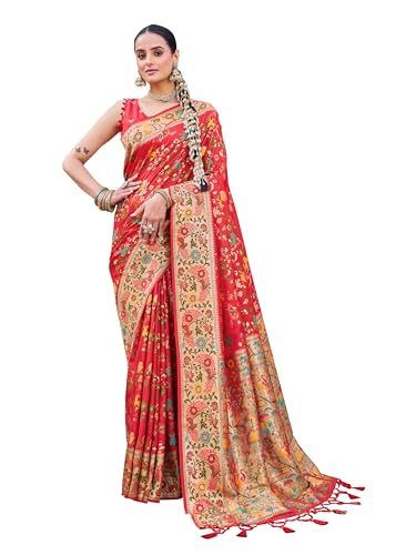 Image of SWORNOF Women's Kanjivaram Soft Silk Banarasi Sarees With Unstiched Blouse Piece