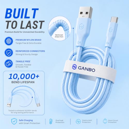 Image of 100W USB-A to USB-C Cable, 1.2M | 5A Fast Charging | USB 3.0 Data Cable | 10,000+ Bend Lifespan | Type-C Charging Cable for All Android and IOS Smartphones and USB-C Devices