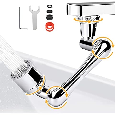 KTUEOV Tap Aerator Swivel , 1440° Tap Extender for Kitchen Sink Universal Faucet Extender with 2 Spray Functions for 20mm/22mm/24mm Faucet Aerator, Brass Flexible Faucet Sprayer for Sink Basin Kitchen Cover