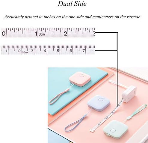 Uooker 4 Pack Soft Tape Measure, 60 inch,1.5m, Push Button Tape, Body Measuring Soft Retractable for Sewing Double-Sided Tailor Cloth Ruler for People Who are on Diet,4 Colors