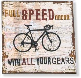 Cadre Tableau Bois Vélo vintage rétro 25 x 25 cm décoration murale