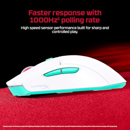 Image of HyperX Pulsefire Haste 2 Core Dual Wireless RGB Gaming Mouse, Up to 12K DPI, HyperX Custom Core Sensor, 70g Lightweight, 100 Hr Battery Life, 1K Hz Polling Rate, 24 Months Warranty - White [8R2E7AA]