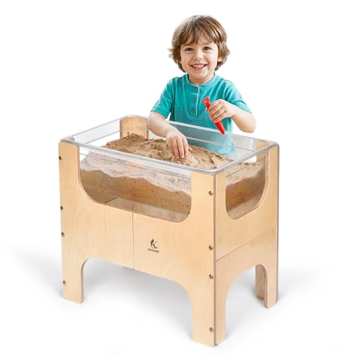KRAND See-Through Small Water & Sand Sensory Table for Kids w/Transparent Tub for Tactile Play & Learning Perfect for Home Classroom & Daycare