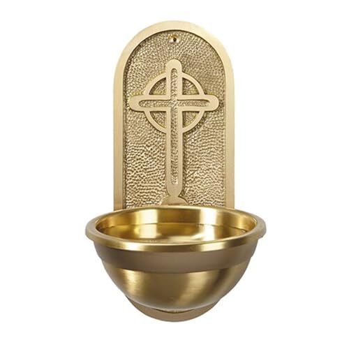 Trinity Church Supply Holy Water Font Haniging Wall Decor Catholic Christian Religious Hanig Sacrament, 4 Inch x 9-3/4 Inch x 5 Inch Diameter