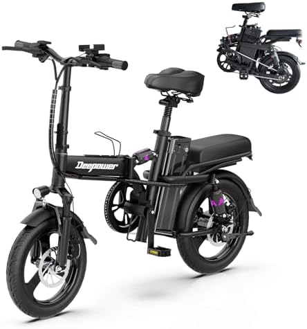Bicicleta Eléctrica Plegable,14" Smart Urban E-Bike,Bicicleta Eléctrica con Pedaleo Asistido,25km/h,Batería Desmontable