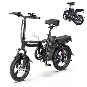 POWBEN Elektrische fiets, opvouwbaar, 14 inch Smart Urban E-bike, elektrische fiets met trapondersteuning, elektrische fiets, opvouwbaar, 25 km/u, tot 50 km, afneembare batterij