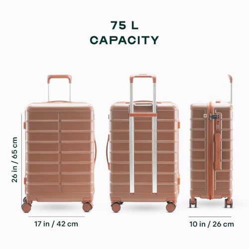 Image of Assembly Odyssey 24 Inch (65cm) Check-in Medium Trolley Bag Hard Shell Polycarbonate Suitcase Lightweight with TSA Lock 8 Spinner Wheels Brown