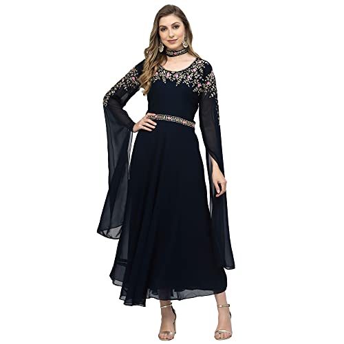 Buy TS Lifestyle Women Embroidered Long Sleeve Gown Kurtas Black at