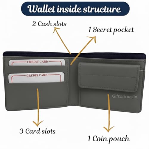 Image of Customised Original Leather Wallet for Men with Name, Personalized Purse (Grey) Unique and Stylish Gift for Brother, Husband, Boyfriend, Birthday, Anniversary, New Year, Valentine's Day