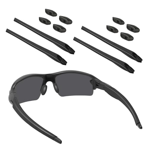 BLAZERBUCK Sock Kits Earsocks & Nosepieces for Oakley Flak 2.0 OO9295/Flak 2.0 XL OO9188/Flak 2.0 Asian Fit OO9271 Sunglasses - Black + Black2