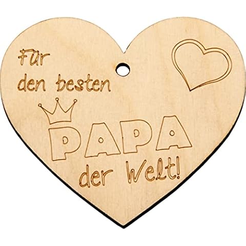 Spruchreif Small natural heart with engraving and heart eyelet, hanging ornament, decorative pendant, gift tag, wooden heart, gift dad, for the best dad in the world Cover
