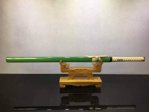 Dao Sword,Tang Dao(High Manganese Steel Etch Blade,Green Scabbard,Alloy Fittings) Full Tang #TOP6