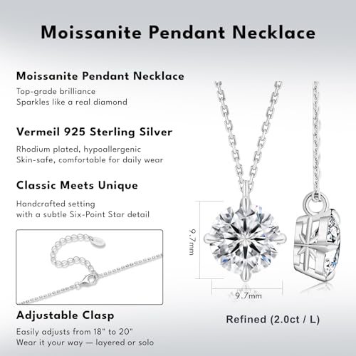 KRKC Moissanite Pendant Necklace for Women, 0.5CT/1CT/2CT/3CT/4CT Lab Created Diamond Solitaire Pendant, VVS1 Clarity D Color, Adjustable 14K White Gold Plated S925 Sterling Silver Chain, Jewelry Gift for Anniversary Valentines Christmas Day4