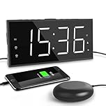 ROCAM Alarm Clock for Heavy Sleepers, Vibrating Alarm Clock with Bed Shaker Dual Alarms, 7.5" Large LED Display with 5 Brightness Dimmer, Alarm Clocks for Bedrooms, Deaf People