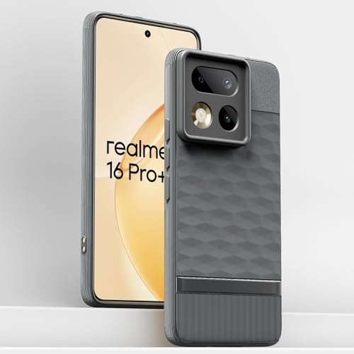 Image of Pikkme Back Cover for Realme 16 Pro Plus 5G Camera Protection 3D Hexa Cube Design Silicone Protective Bumper Case (Grey)