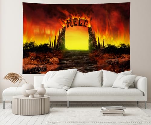 CHNYWORK 7x5ft Hell Backdrop Hell Gate Life After Death Hellfire Heaven Hell Stairway Background Halloween Christian Religious Belief Church Theme Party Decor Portrait Photo Booth Props Wallpaper - image 4