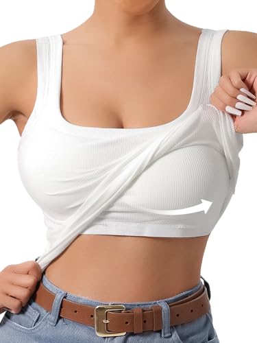 Women's U-Back Tank Top,Removable Pads，Breathable Wireless Tank Tops，Yoga, Running and Gym with Outdoor Leisure