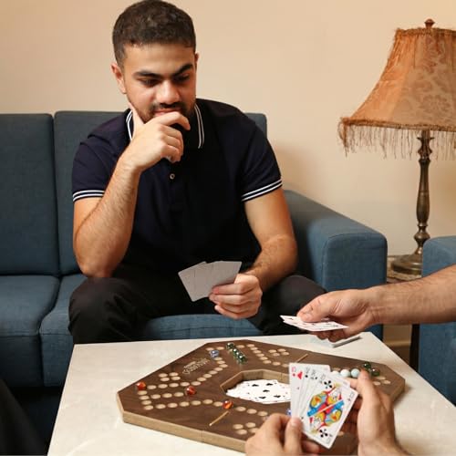 Jackaroo juego de mesa de madera plegable con canicas y cartas miniatura 6