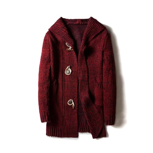 JEsilunmaMY Mens Fall Winter Thick Hooded Cardigans Casual Shawl Collar Open Front Knit Overcoat Mid Length Pocket Drape Cape2