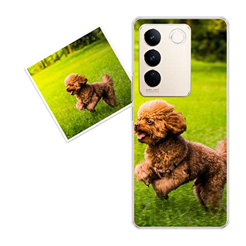 KARTXITAI Funda Personalizada Compatible con Vivo V27/V27 Pro, Carcasa Personalizado con tu Foto o Texto Imagen, Gel Flexible,Trasparente,Regalo Original +1 x Cordón Universal para teléfono