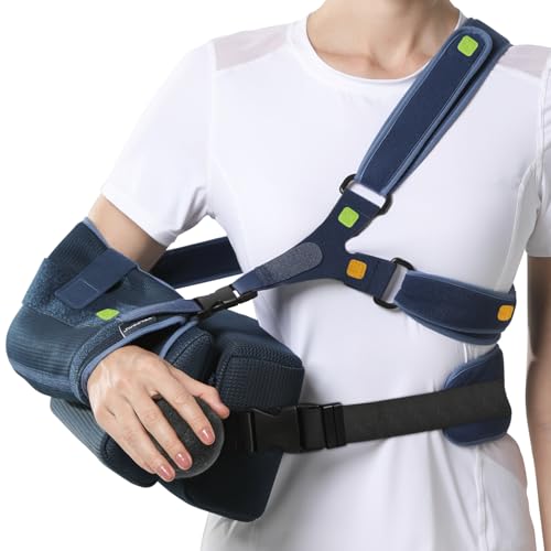 Velpeau Shoulder Abduction Sling with Two Removable Pillows, Shoulder Immobilizer Strap for Sleeping, Rotator Cuff Surgery, Medical Sling for Women & Men, Fits Left & Right Arm (M, Bust 32"-41″)