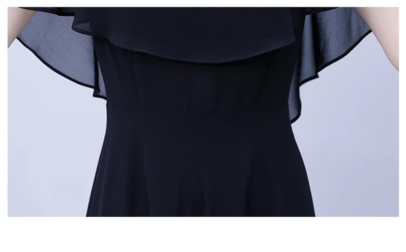 Yeuyyben Elegante abito estivo da donna in chiffon increspato casual da spiaggia abito lungo aderente abito da ballo vintage abiti midi per feste