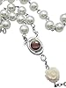 Nazareth Store White Pearl Beads Rosary Roses Mystery Beads Prayer Necklace Our Rose Lourdes Medal and Cross Crucifix, Zinc #4