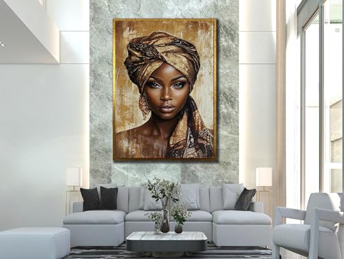 Art mural ethnique portrait femme africaine sur toile premium sans cadre