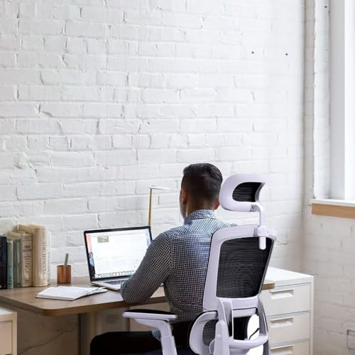 Cadeira Ergonômica para Escritório com Encosto e Apoio de Cabeça Ajustáveis, Tela Respirável, Suport