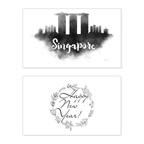 Tarjeta de Año Nuevo de Singapur Ink City Painting conmemorativa en inglés