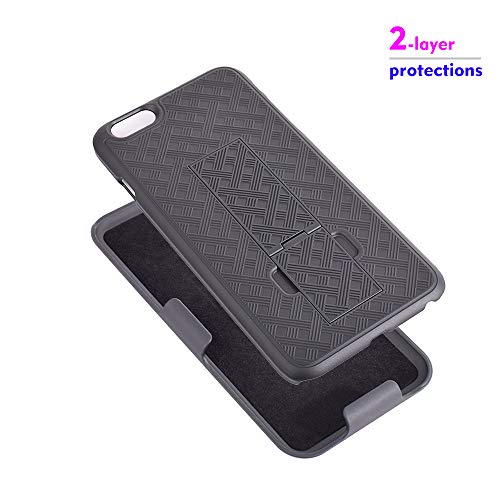 Customerfirst Case For Iphone 6 Plus/Iphone 6S Plus Rubberized Slim Armor Shell Swivel Black Hybrid Holster Iphone6+Plus/6S+Plus (5.5") Cover W Belt Clip #TOP2