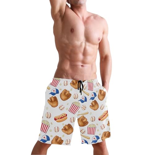 Quick Dry Baseball Men's Swimming Shorts Swim Trunks with Mesh Lining Beach Wear - S4