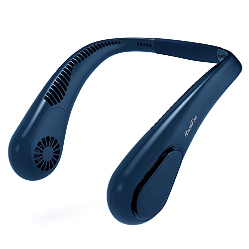 5000mAh Portable Neck Fan, Wearable Personal Fan Rechargeable, Battery Operated Bladeless Fan, Max 21H Working Time, Headphone Design, 4 Speeds, for Travel, Hiking, Outdoors(Royal Blue)