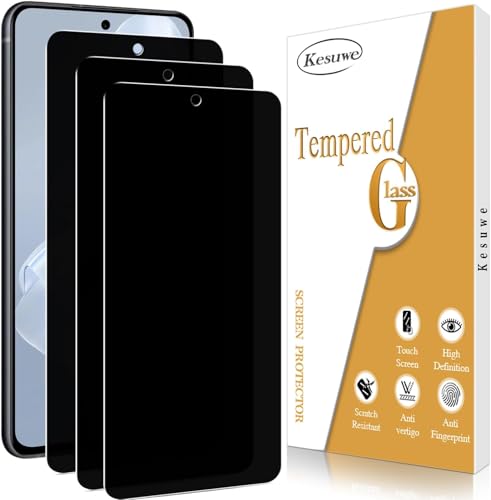 Kesuwe [3 Pack Privacy Screen Protector for Samsung Galaxy S21 FE 5G [Don't Support Fingerprint Unlock] Anti-Spy, Anti Scratch, Bubble Free, Case Friendly