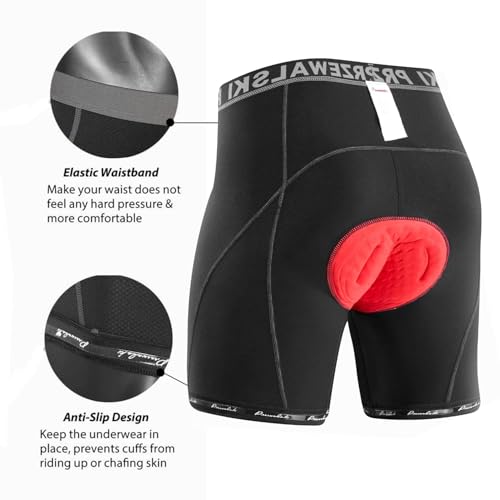 Przewalski Mens Cycling Underwear Shorts 4D Padded Bike Undershorts Bicycle Mtb Liner Shorts With Silicone Leg Grippers Grey thumb #2