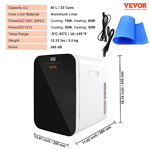 Vevor Mini Bedroom 20L Skincare Fridge With Touch Screen, Outage Memory Small Beverage Refrigerator For Makeup Drink Food Ac/Dc Cooler Heater For Office Dorm Car, Black #TOP6