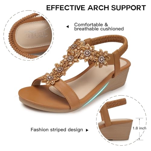 Image of SHIBEVER Wedge Sandals for Women Dressy: Summer Platform Comfortable Low Wedges Womens Sandal