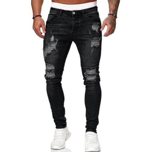 Mens Button High-Rise Skinny Jean Pull On High Rise Jean Standard Slim Fit and Tight Denim Pants