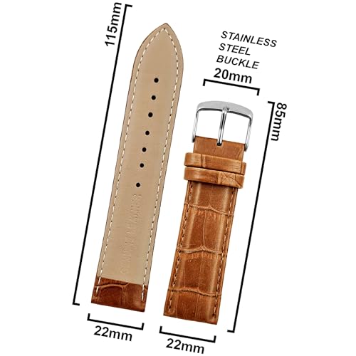 Image of DBLACK ''HIKRO'' Leather Watch Strap, Bamboo Design Full Padded Watch Belt / / For 18mm, 20mm, 22mm, 24mm, or 26mm Watch Band (Choose Your Size & Color)